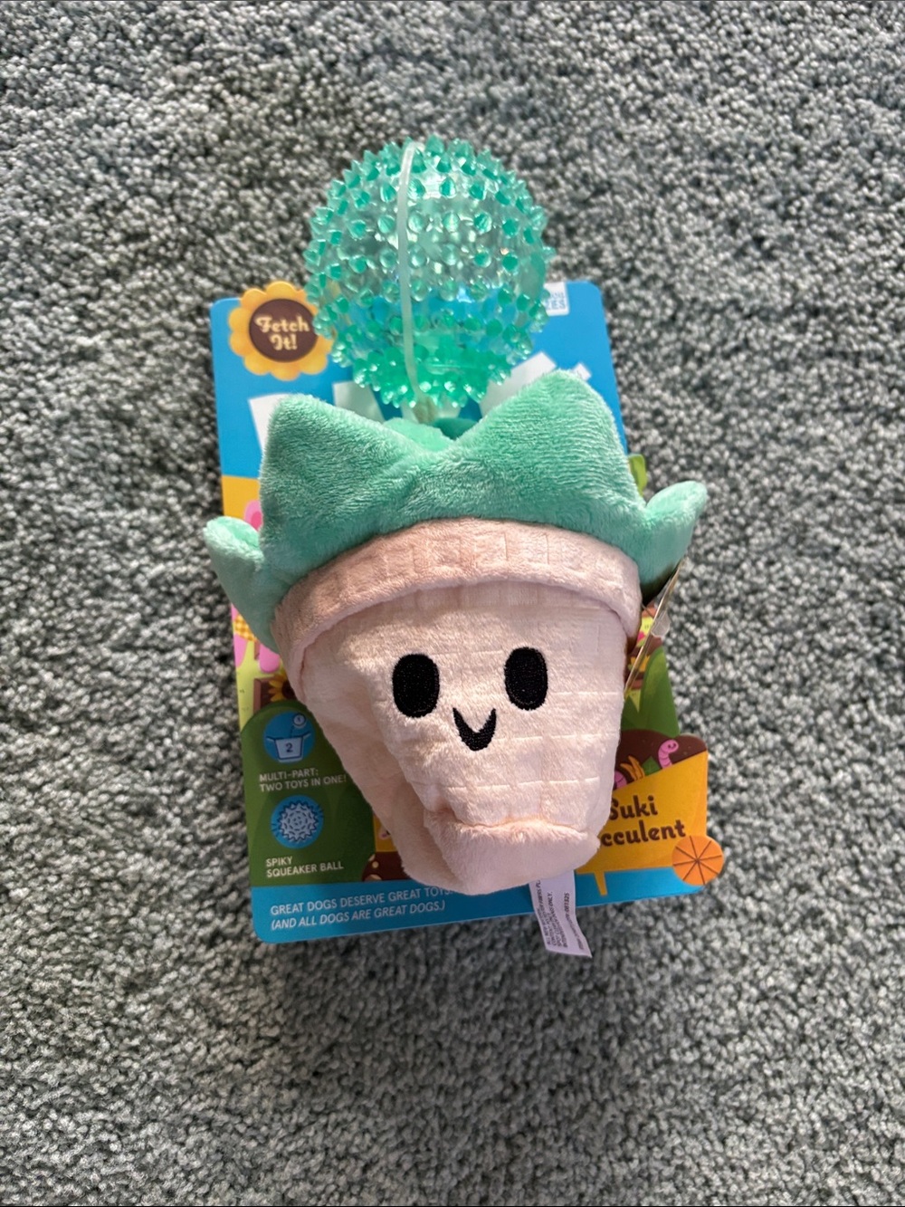 NWT BARK Barkyard Garden Suki Succulent Dog Toy 2 in 1 Squeaky Crinkle